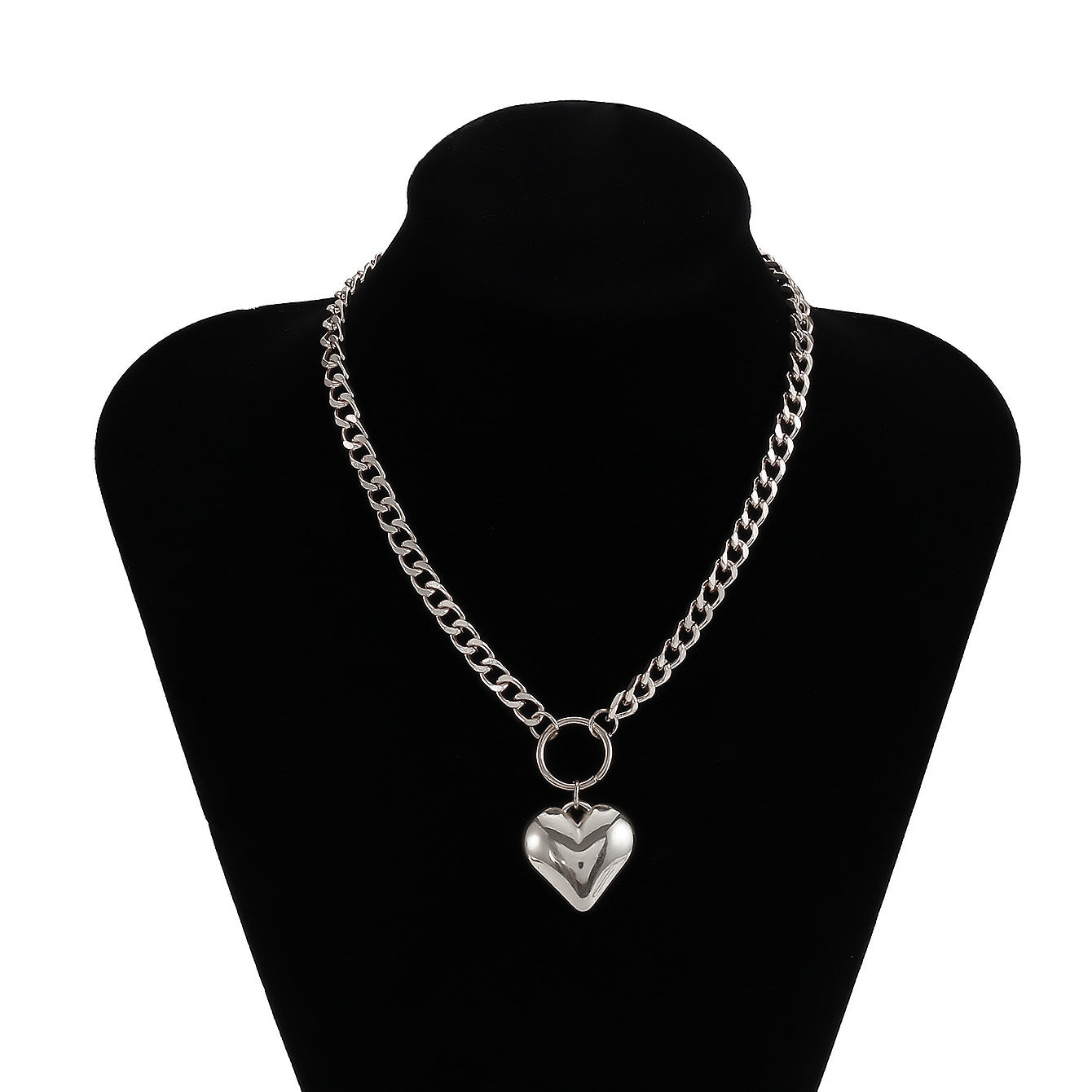 Wholesale Exaggerated Geometric Heart-shaped Metal Necklaces